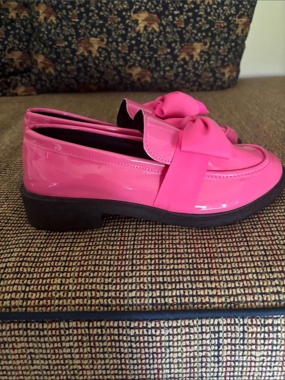 Aitaotain Bubblegum Pink Patent Bow Loafers - EU 40 / US Women's 9 - Picture 5 of 9